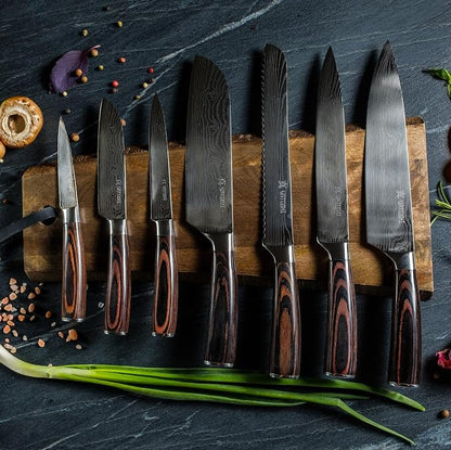 Yatoshi Professional Kitchen Knife Set, 15 Pieces, High Carbon Stainless Steel, Ergonomic Handle