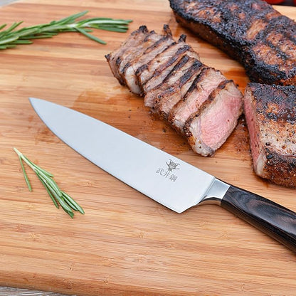 Professional 8" Chefs Kitchen Knife With Gift Box And Sheath - Razor Sharp And Well Balanced German Blade For All Purpose Cooking