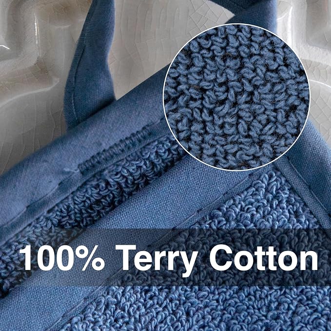 RITZ Terry Pocket Mitt & Hot Pad: Unparalleled Heat Resistant, Durable 100% Cotton – Ergonomically Designed for Optimal Grip – Easy-Care Machine Washable – 4-Pact, Federal Blue