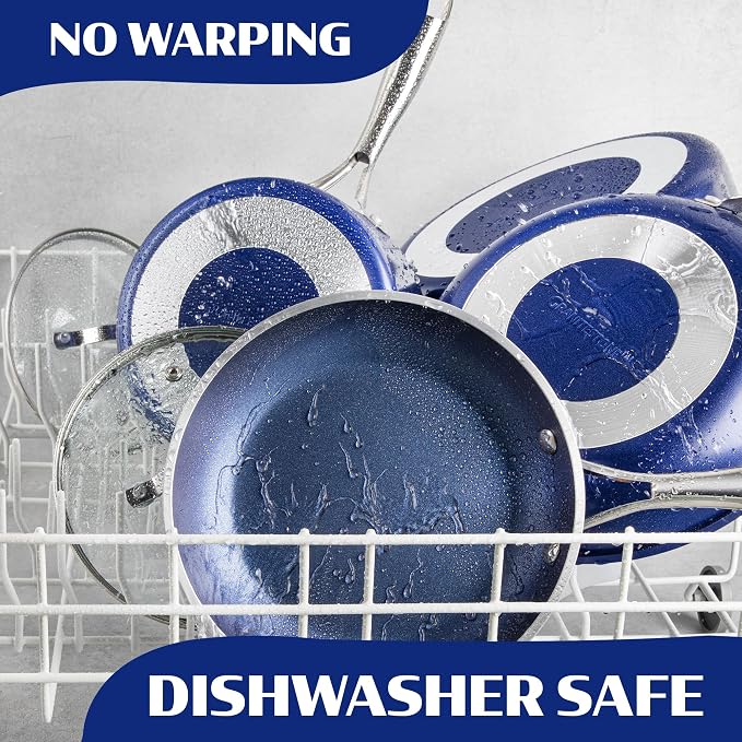 Granitestone Ceraluxe 20 Pc Ceramic Cookware Set Nonstick, Complete Pots and Pans Set Non Stick with 5 Pc Bakeware Set, Deep Frying Pan Set, & Steamer, Non Toxic PFOA Free, Oven & Dishwasher Safe
