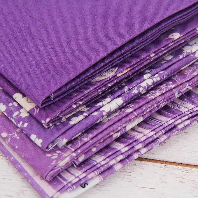 Threadart Exclusive 5 Fat Quarter Bundles - Dark Purple Vintage Prints 100% Cotton Fabric - Premium 100% Cotton Quilting Fabric - No Duplicates - Full Size Fat Quarters 18"x21" - Dark Purple