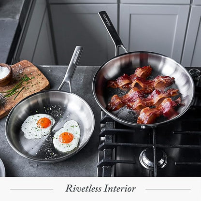 Merten & Storck Tri-Ply Stainless Steel 8 Piece Cookware Pots & Pans Set,Professional Cooking,Multi Clad,Measurement Markings,Drip-Free Pouring Edges,Durable Glass Lids, Induction,Oven&Dishwasher Safe