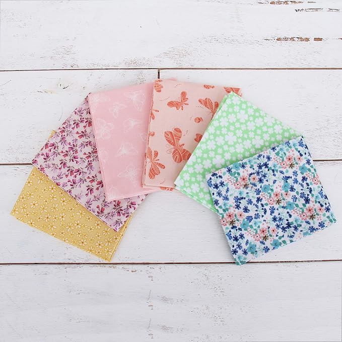 Threadart 6 Fat Quarter Bundles - Pastel Color Prints 100% Cotton Fabric - Premium 100% Cotton Quilting Fabric - No Duplicates - Full Size Fat Quarters 18"x21"