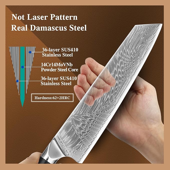 Chef Knife, 8 inch Damascus Japanese Kitchen Cooking Knife, Ultra Sharp Japanese Chef Knives, Professional Kitchen Chef's Knife Green G10 Handle knives