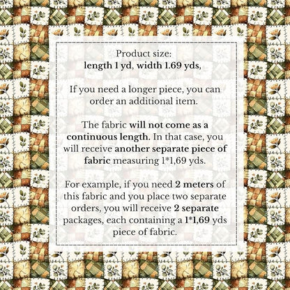 100% Cotton Fabric by the Yard – Turkish Quality Quilting & Sewing Fabric, 1 Yard x 1.69 Yards Wide, Patchwork Cotton for Crafts