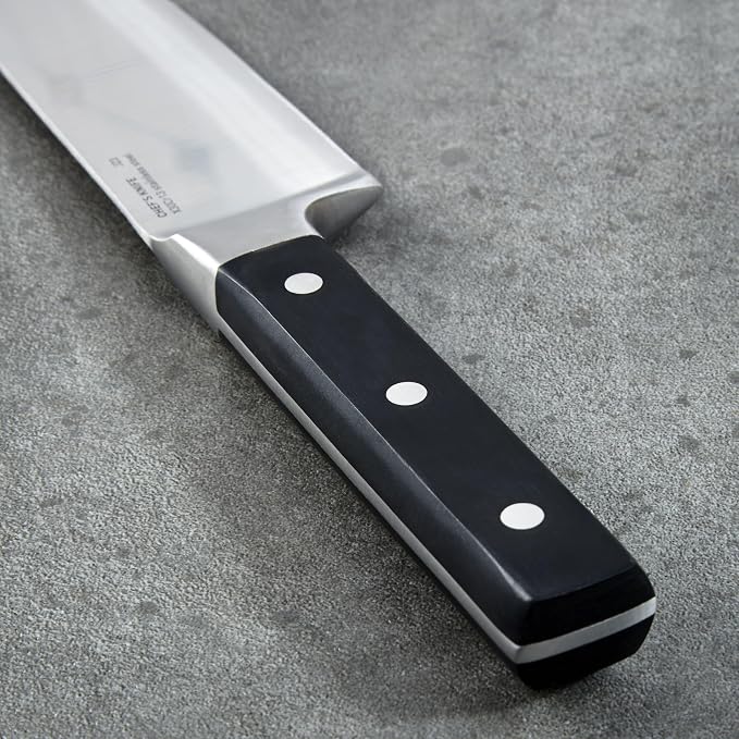 Berghoff DiNA Gene Stainless Steel Chef's Knife 8in with Triple Rivets Handle Sharp Wide Blade for Paring Cutting Slicing Fruits Vegetables Meat Fish Well Balanced, 20 cm