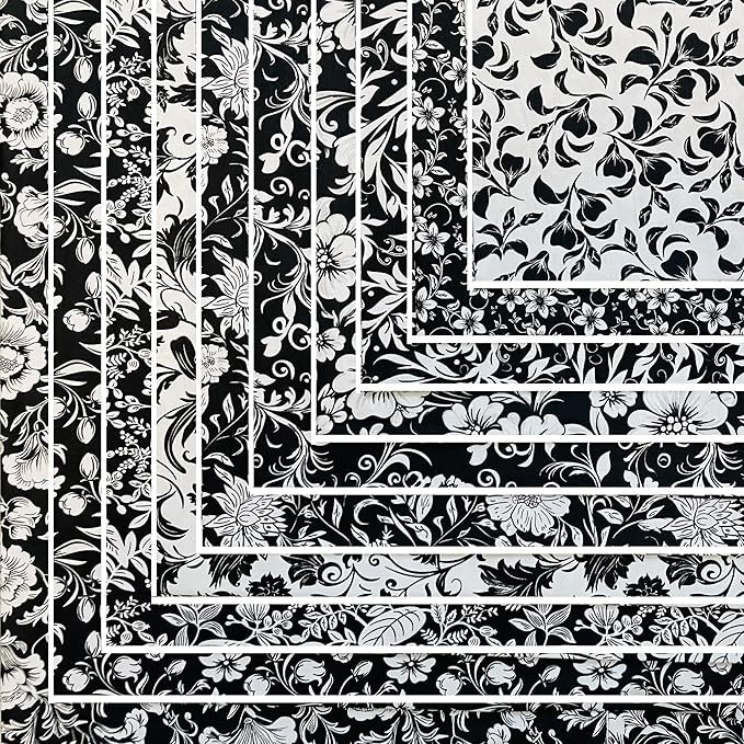 HANPATQUI 200PCS 4 x 4 inch 100% Cotton Fat Quarters Fabric for Sewing and Quilting Bundles Precut Fabric Square for DIY Craft Patchwork-Black and White