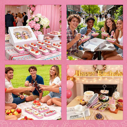 NPLUX Mini Cake Pans with Lids and Spoons, 60 Pack Pink Mini Loaf Pans with Lids, Aluminum Foil Mini Cake Containers for Baking, Individual Cake Pans with Lids, Graduation Gifts Party Favors