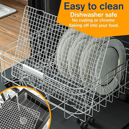2PCS Cooling Racks for Cooking and Baking -11.65''x16.85''Heavy Duty Stainless Steel Wire Rack for Baking, Grilling, Roasting - Oven & Dishwasher Safe - Fits Half Sheet Pan（Silver）