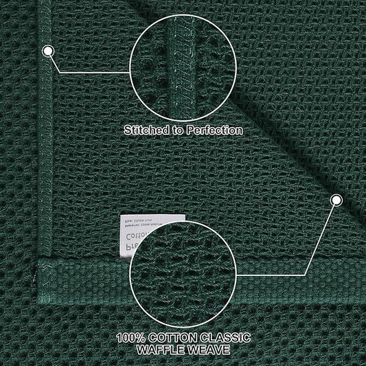 Homaxy 100% Cotton Kitchen Towels and Dishcloths Set, 12 x 12 Inches and 13 x 28 Inches, Set of 8 Bulk Kitchen Towels Set, Ultra Soft Absorbent Dish Cloths for Washing Dishes, Blackish Green