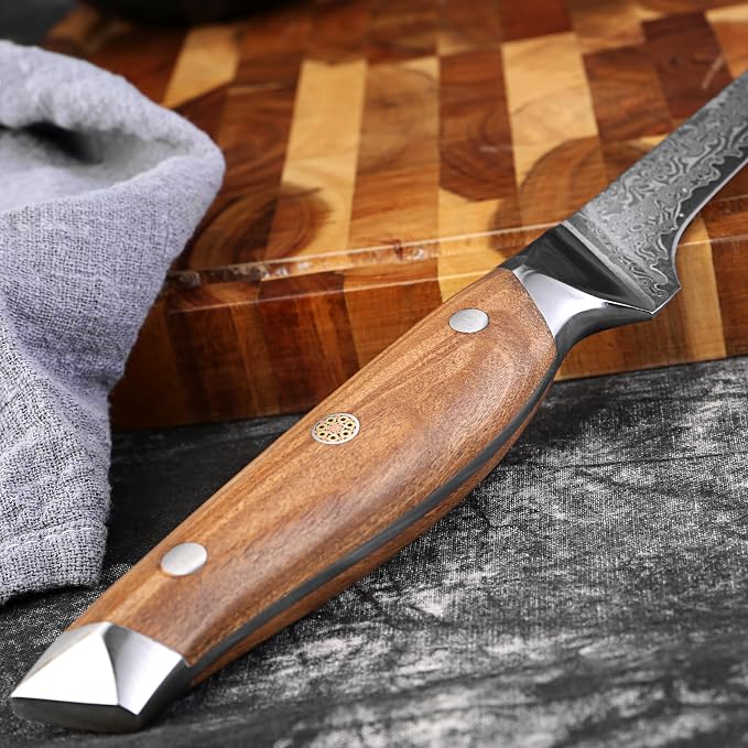 XITUO 6-Inch Boning Knife, Damascus Steel Sharp Blade with Olive Wood Handle – Heavy Duty Meat Trimmer for Steak, Ribs & Turkey, Great Gift for Cooking Enthusiasts