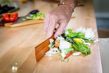 3-Piece Wooden Kitchen Cooking Utensil Set - Comes w/a Thin Wood Spatula Flipper, Cast Iron Scraper, Stirrer and Butter Turner/Cheese Spreader - Wooden Utensils Set - Made in USA-EJB