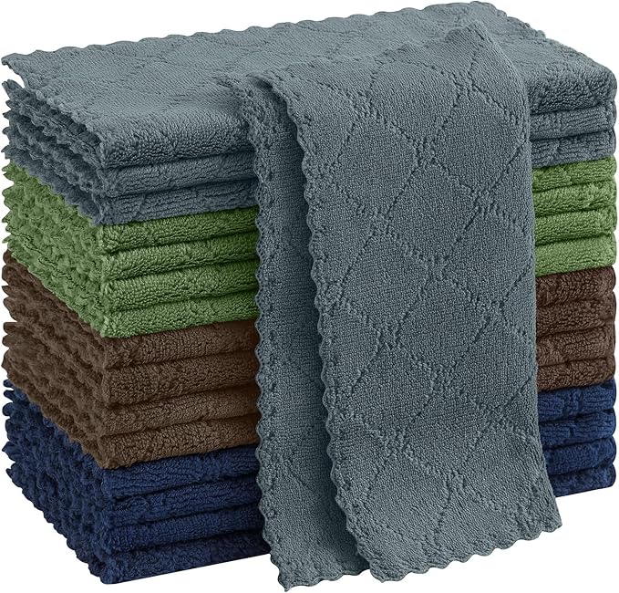 Homaxy 16 Pack Kitchen Cloths Dish Towels-10" x 10", Super Soft and Absorbent Coral Velvet Dishcloths, Fast Drying No Lint Microfiber Cleaning Cloth