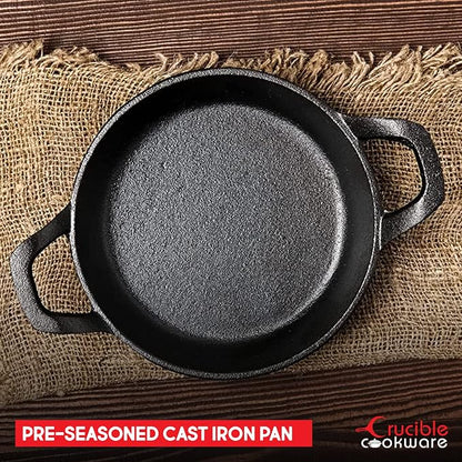 Cast Iron Skillets Frying Pans Set of 4 (Pre-Seasoned) for Serving, Cooking and Baking 7.87” – 4.72”, Oven Safe Forms | Indoor & Outdoor Use