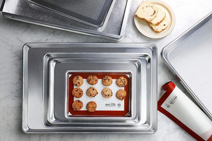 New Star Foodservice Commercial-Grade 18-Gauge Aluminum Sheet Pan/Bun Pan, Quarter Size, 9 x 13 x 1 inch
