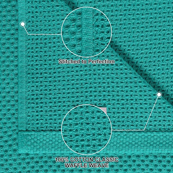 Homaxy 100% Cotton Kitchen Towels and Dishcloths Set, 12 x 12 Inches and 13 x 28 Inches, Set of 10 Bulk Kitchen Towels Set, Ultra Soft Absorbent Dish Cloths for Washing Dishes, Teal