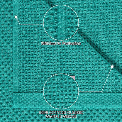 Homaxy 100% Cotton Kitchen Towels and Dishcloths Set, 12 x 12 Inches and 13 x 28 Inches, Set of 10 Bulk Kitchen Towels Set, Ultra Soft Absorbent Dish Cloths for Washing Dishes, Teal