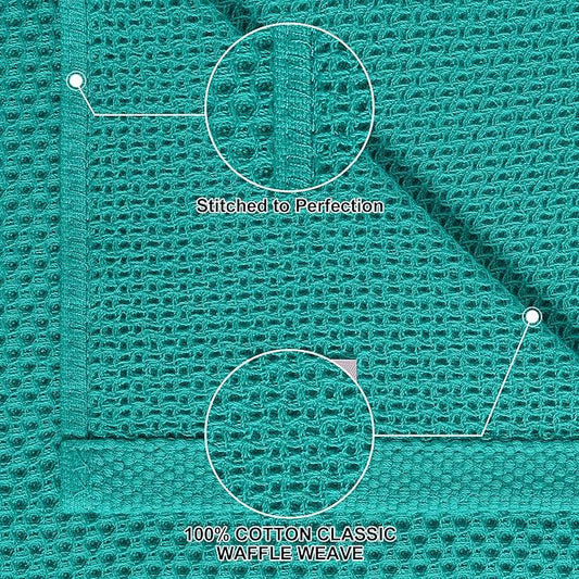Homaxy 100% Cotton Kitchen Towels and Dishcloths Set, 12 x 12 Inches and 13 x 28 Inches, Set of 16 Bulk Kitchen Towels Set, Ultra Soft Absorbent Dish Cloths for Washing Dishes, Teal