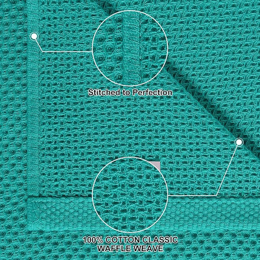 Homaxy 100% Cotton Kitchen Towels and Dishcloths Set, 12 x 12 Inches and 13 x 28 Inches, Set of 12 Bulk Kitchen Towels Set, Ultra Soft Absorbent Dish Cloths for Washing Dishes, Teal