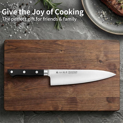 8.3 Inch Japanese Chef Knife, Made in Japan, Full Tang High Carbon Molybdenum Stainless Steel Gyuto Knife for Rock Chopping Meat, Fish and Vegetables