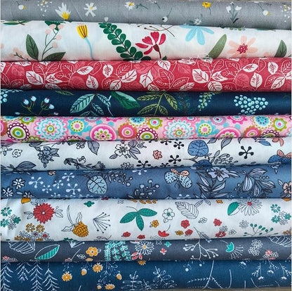 Cotton Fabric DIY Making Supplies Quilting Patchwork Fabric Fat Quarter Bundles DIY for Quilting Cotton Patchwork Cushions (10pcs Dark Mix, 9.8 x 9.8 inches)