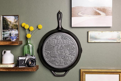 Lodge 12 Inch Seasoned Cast Iron Skillet w/Delaware Road Trip