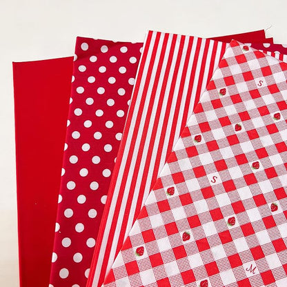 7Pcs 20" x 20" Cotton Fabric DIY Making Supplies Quilting Patchwork Fabric Fat Quarter Bundles DIY for Quilting Cotton Patchwork Cushions (Red, 20 x 20 inches)