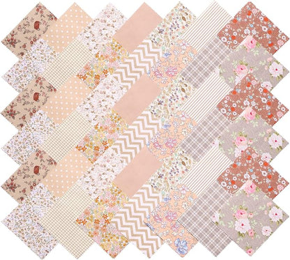 Nodsaw 42 Pcs Layer Cake Fabric Clearance, Layer Cakes 10 inch Squares for Quilting, Pre-Cuts 10" x 10" Fabric Squares for Quilting, Sewing, Patchwork, and DIY Crafts - Vintage Light Brown
