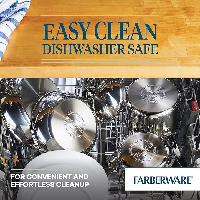 Farberware Classic Series Stainless Steel Straining Sauce Pan with Lid, 1-Quart Small Pot, Silver