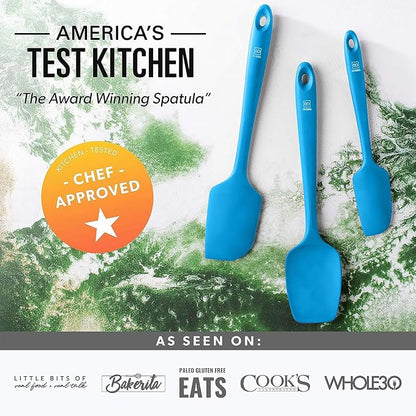 DI ORO Silicone Spatula Set - Rubber Kitchen Spatulas for Baking, Cooking, & Mixing - 600°F Heat-Resistant & BPA Free Silicone Scraper Spatulas for Nonstick Cookware - Dishwasher Safe (4pc, Blue)