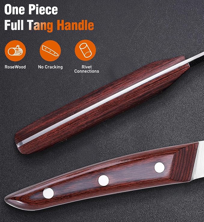 Naitesen 5PCS Professional Kitchen Chef Knife Set with Blade Guards, Wood Handle High Carbon Steel, Sharp for Meat Cutting Home Cooking Gifts for Men Women