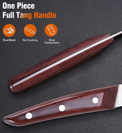 Naitesen 5PCS Professional Kitchen Chef Knife Set with Blade Guards, Wood Handle High Carbon Steel, Sharp for Meat Cutting Home Cooking Gifts for Men Women
