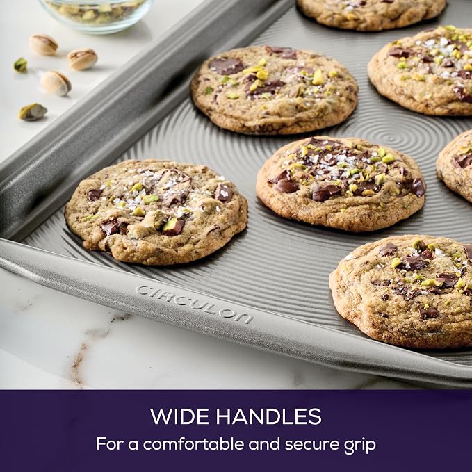 Circulon Bakeware Baking Sheet/Cookie Pan and Cooling Rack Set, 3 Piece, Gray