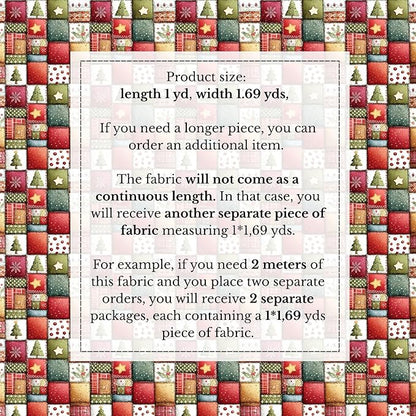 100% Cotton Fabric by the Yard – Turkish Quality Quilting & Sewing Fabric, 1 Yard x 1.69 Yards Wide, Patchwork Cotton for Crafts