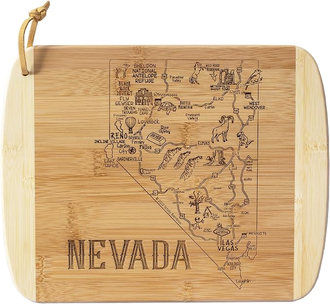 Totally Bamboo A Slice of Life Nevada State Serving and Cutting Board, 11" x 8.75"