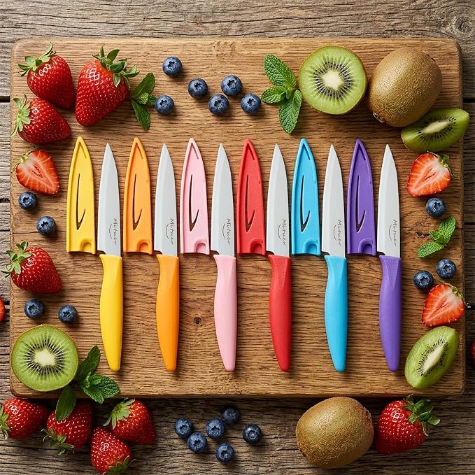 6PCS Paring Knives, Stainless Steel Paring Knife Set with Matched Knife Sheath, 4 Inch Peeling Fruit Vegetable Kitchen Knife, German Steel, PP Plastic Handle