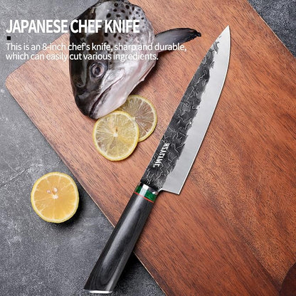 8 inch Japanese Gyuto Chef Knife，HC Steel Home Essentials Sharp Kitchen knife，Professional Hand Forged Cooking Knife，Knives for cooking and chopping，Gifts for chef，Gifts for Mom/Dad