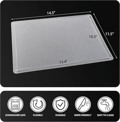 WK Flexible Plastic Cutting Boards Mats with Lip, Foldable Cutting Board for Kitchen Set of 3, Clear Cutting Boards, Nonslip Cutting Mats Sheets, BPA Free, Dishwasher Safe