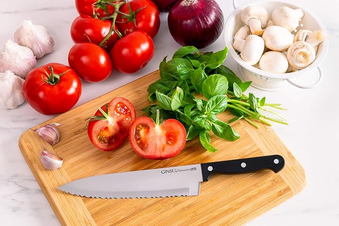 GINSU Kiso 8" Chef Knife, Black - Dishwasher Safe and Always Sharp