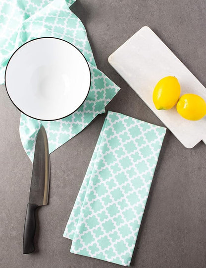 DII Lattice Basics Collection Kitchen Essentials, Dishtowel Set, Aqua, 2, Piece