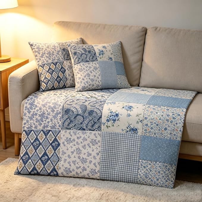 Nodsaw 42 Pcs 10" Layer Cake Precut Cotton Fabric Squares - Vintage Blue Floral Prints Fabric Quilt Squares 10x10 - Layer Cakes 10 inch Squares for Quilting, Sewing, and DIY Crafts, Sunshine Blooms