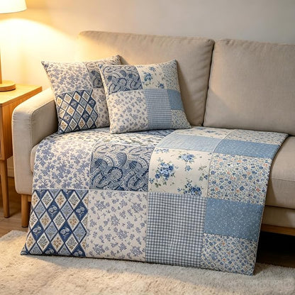 Nodsaw 42 Pcs 10" Layer Cake Precut Cotton Fabric Squares - Vintage Blue Floral Prints Fabric Quilt Squares 10x10 - Layer Cakes 10 inch Squares for Quilting, Sewing, and DIY Crafts, Sunshine Blooms