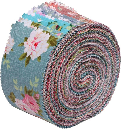 Nodsaw Jelly Rolls for Quilting Clearance 42 Strip 2.5" x 44" - Cotton Jelly Roll Fabric Strips for Quilting, Sewing, Blanket, Rug, Home Decor, and Purse Making, Rose Floral