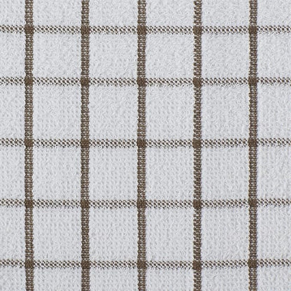 DII Basic Terry Collection Windowpane Dishcloth Set, 12x12, Brown, 6 Piece