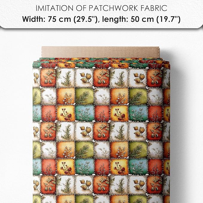 Cozy Animals Patchwork Quilting Fabric Panel – 6× (10×10 inch) Blocks + Bonus Patchwork Sheet 29.5×19.6 inch, 100% Cotton 140 GSM, Winter Forest Animal Theme
