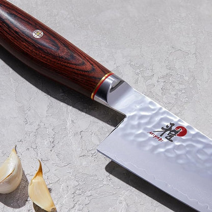 MIYABI Artisan 8-inch Chef’s Knife, Made in Japan, Sharp Hanbazuke Finish, Pakka Wood Handle