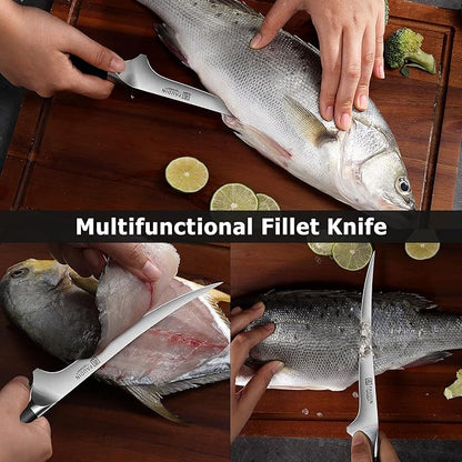 PAUDIN Fillet Knife, 7" Flexible Boning Knives with G10 Handle, Dishwasher Safe High Carbon German Steel Fish Knife for Meat Trimming, Deboning & Skinning,Professional Holiday BBQ Cooking Gift for Men