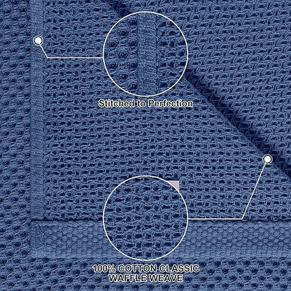 Homaxy 100% Cotton Kitchen Towels and Dishcloths Set, 12 x 12 Inches and 13 x 28 Inches, Set of 8 Bulk Kitchen Towels Set, Ultra Soft Absorbent Dish Cloths for Washing Dishes, Navy Blue
