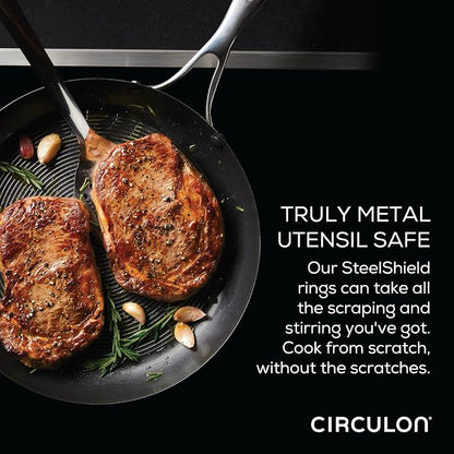 Circulon Stainless Steel Induction Cookware Set with SteelShield Hybrid Stainless and Nonstick Technology, 6 Piece - Stainless Steel