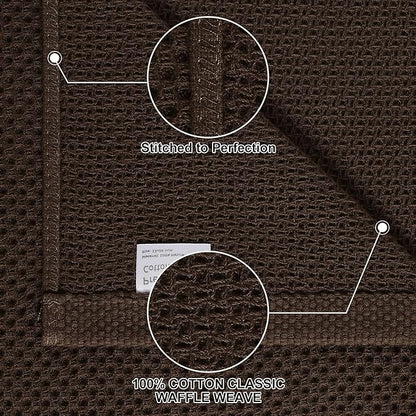 Homaxy 100% Cotton Kitchen Towels and Dishcloths Set, 12 x 12 Inches and 13 x 28 Inches, Set of 12 Bulk Kitchen Towels Set, Ultra Soft Absorbent Dish Cloths for Washing Dishes, Dark Brown